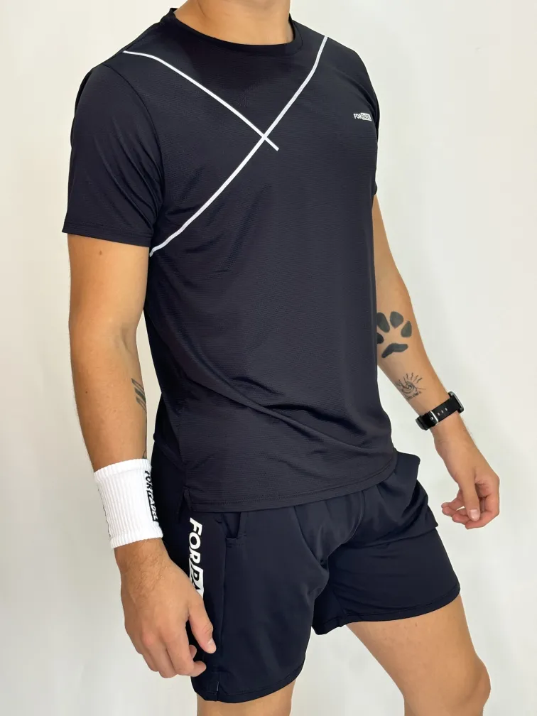 Camiseta Poli Quadra - Preta